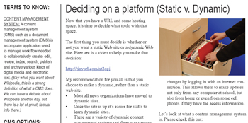 This is a screenshot of the Static V. Dynamic Handout
