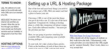 This is a screenshot of the Handout on URL/Web hosting setup